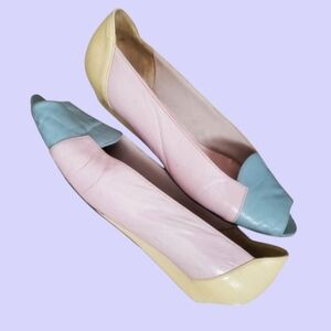 Vintage 80s EASTER Cobbie pastel leather flats 9N